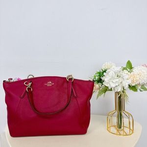 Coach F36675 Small Kelsey Satchel in Pebble Leather IN Fuchsia